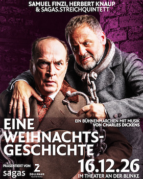 "Eine Weihnachtsgeschichte" - Zollhaus und sagas.ensemble präsentieren Samuel Finzi, Herbert Knaup & sagas.streichquintett