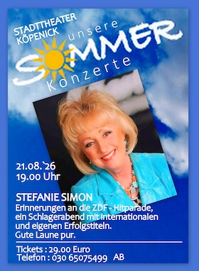 Stefanie Simon - u.a. Erinnerungen an die Zdf Hitparade - Sommerkonzerte im Stadttheater Köpenick