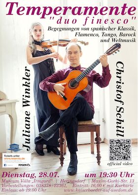 "Temperamente" Begegnungen von spanischer Klassik, Flamenco, argentinischen Tango, Barock und Weltmusik - Premiere