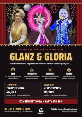 Silvester Party mit DJ Laui, Buffet und Getränkepaket, & Showeinlagen! - Glanz & Gloria