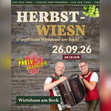 Herbstwiesn 2026 - Tiroler Partymander I Live im Wirtshaus am Bock