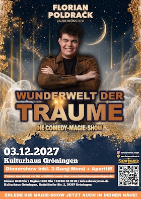 Wunderwelt der Träume - Die Comedy-Magie-Dinnershow inkl. 3-Gang-Menü & Aperitif