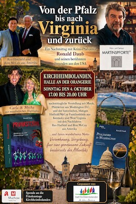 Von der Pfalz bis nach Virginia und zurück - Ein Nachmittag mit Krimi-Pfalzautor Ronald Daub und seinen berühmten Freunden aus den USA