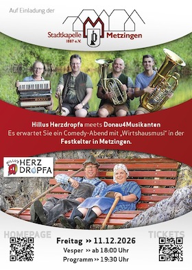 Hillus Herzdropfa meets Donau4Musikanten - Wirtshausmusik im Kleinsten und vom Feinsten!