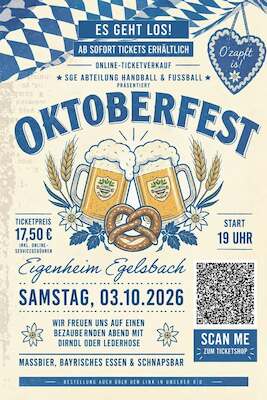 OKTOBERFEST - Präsentiert von der Sportgemeinschaft Egelsbach Abt. Handball u. Fussball