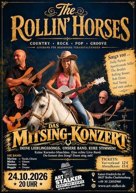 Mitsing Konzert mit der Band The Rollin’ Horses - Keine Karaoke Maschine. Eine echte Live-Band