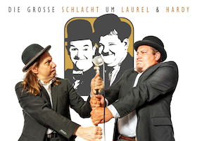 Die grosse Schlacht um Laurel & Hardy - Filmvergnügen live synchronisiert mit Wiener Schmäh und Hessisch Gebabbel