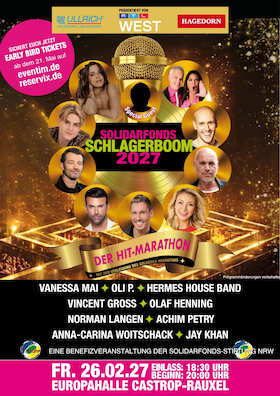 Solidarfonds-SCHLAGERBOOM 2027 - Vanessa Mai • Oli P. • Hermes House Band & Jay Khan u.a.
